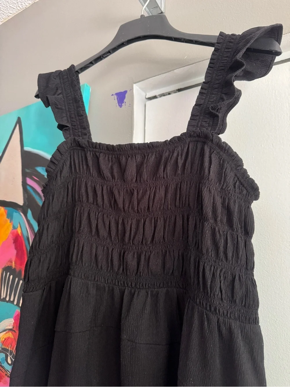Old Navy Black Smocked Maxi Dress with Ruffle Straps XL - Picture 3 of 7